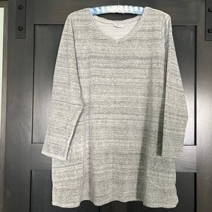 PUREJILL Grey Velour V-neck Oversized Sweater Size 2X